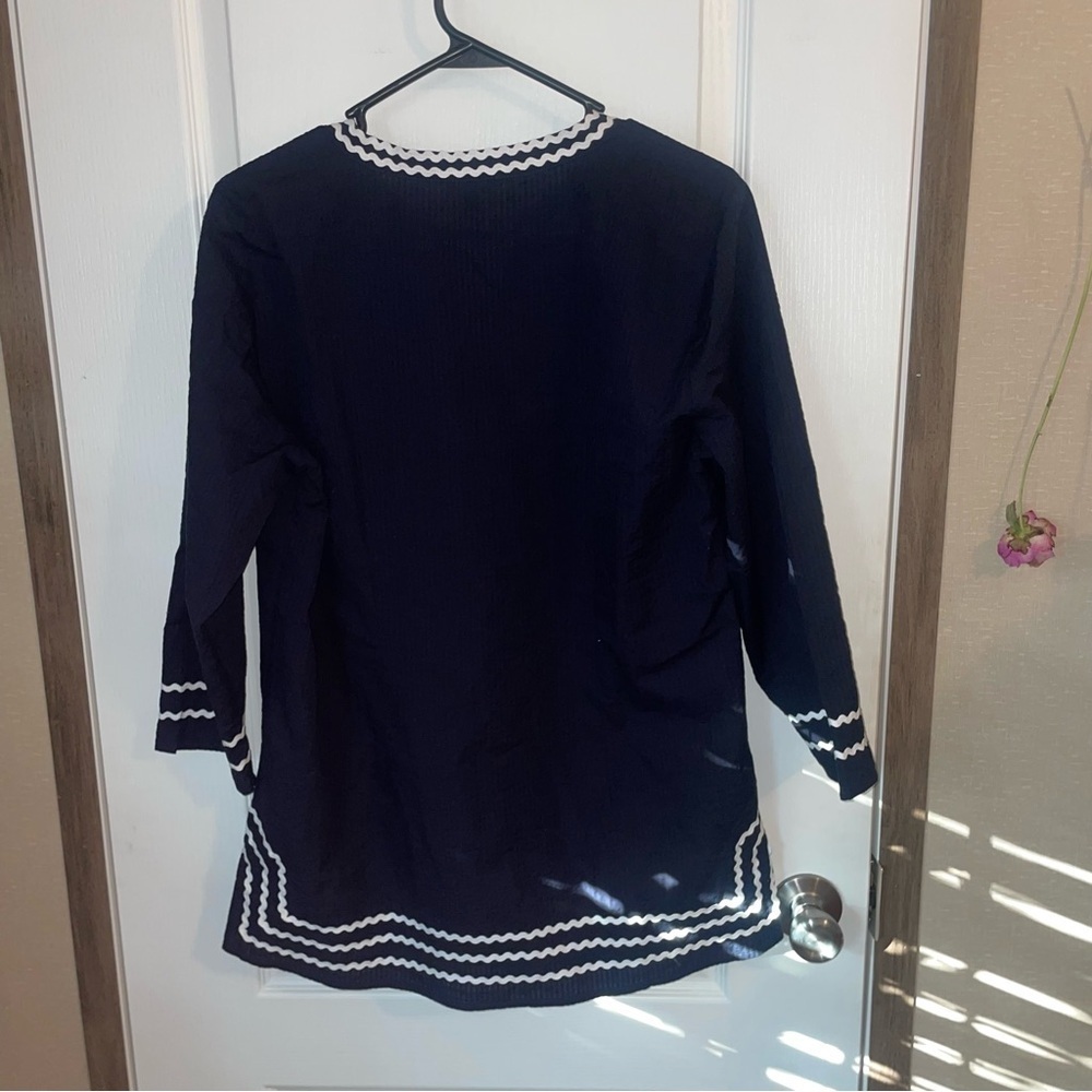 Talbots Rid Rac Trim Seersucker Tunic Size Medium - Picture 3 of 5